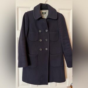 Vintage J. Crew Double-Breasted Wool Pea Coat in Dark Navy